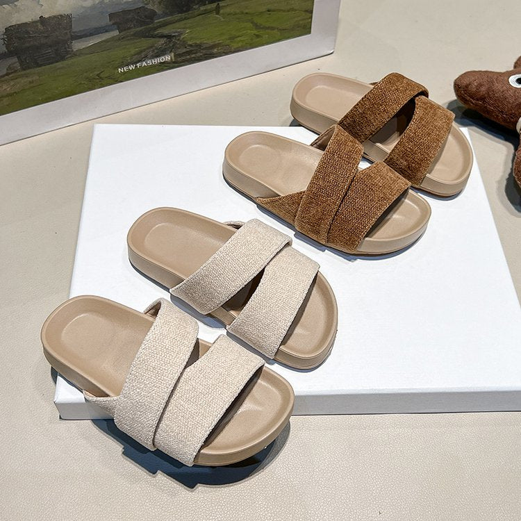 Girls' Summer New Thick Soled Fairy Style Beach Slippers For Outdoor Wear, Haken One-piece Slippers For Vacation