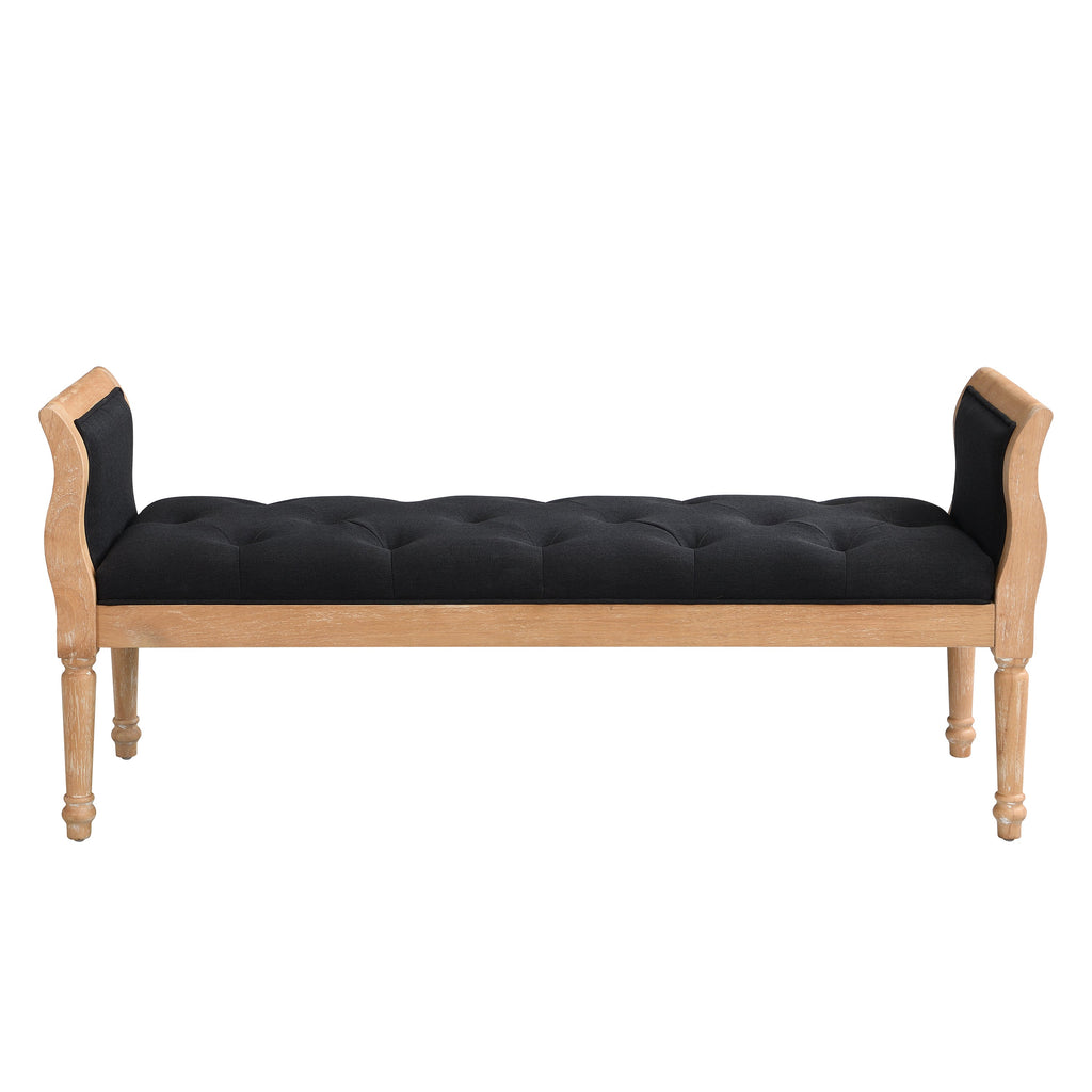 Modern Upholstered Bench with Curved Arms