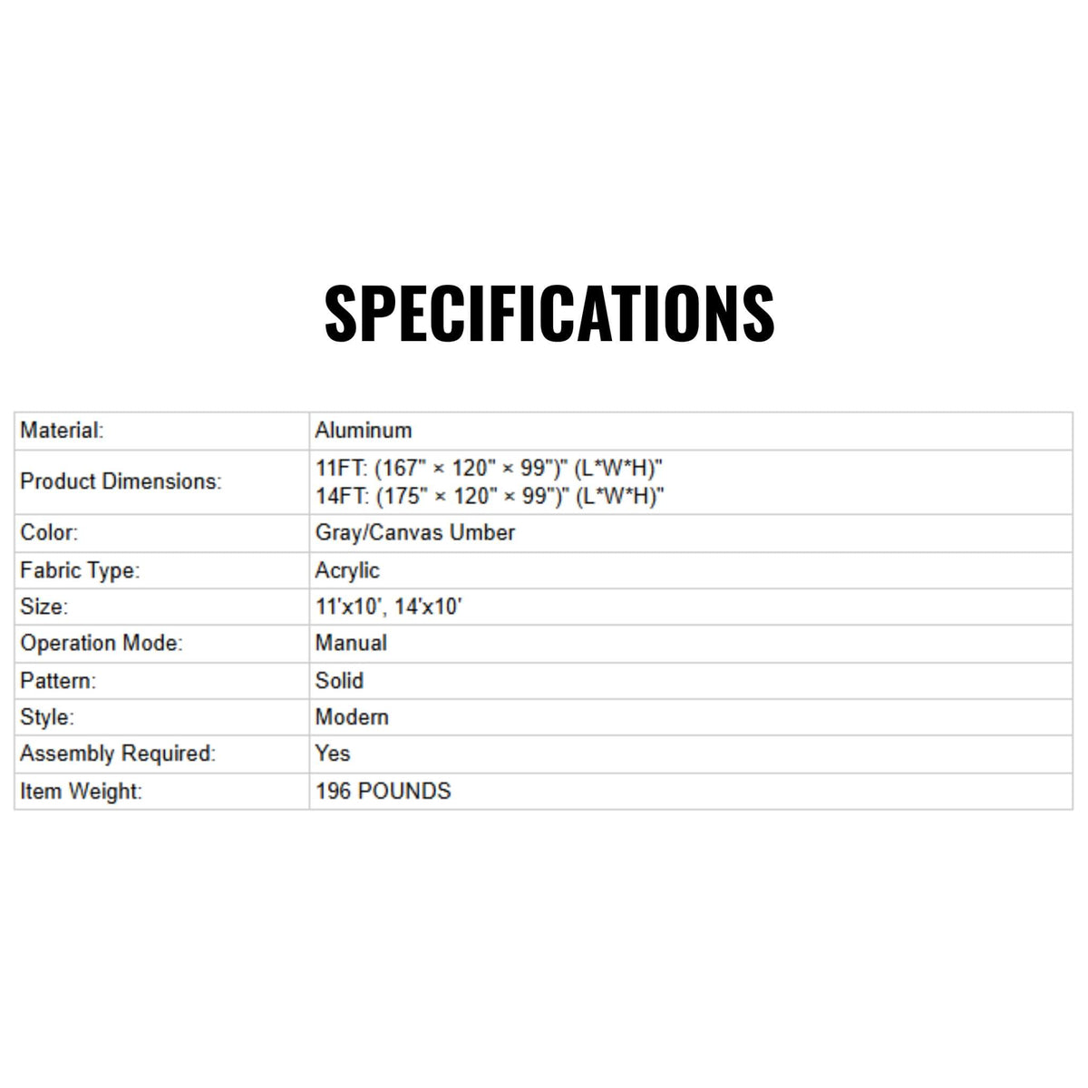 Advaning FS Series Freestanding Dual-Deploying Manual Retractable Awning [FS1110/1410] (SAK62975)