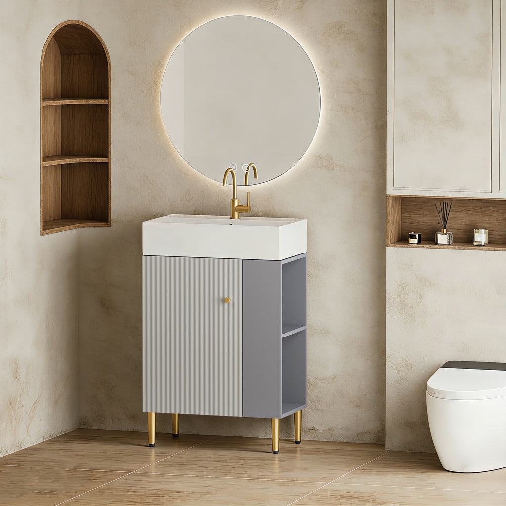 21.6" Open-Shelving Vanity with Ceramic Sink