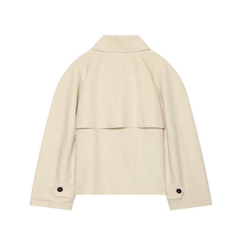 Womens Loose-fitting Short Lapel Trench Coat