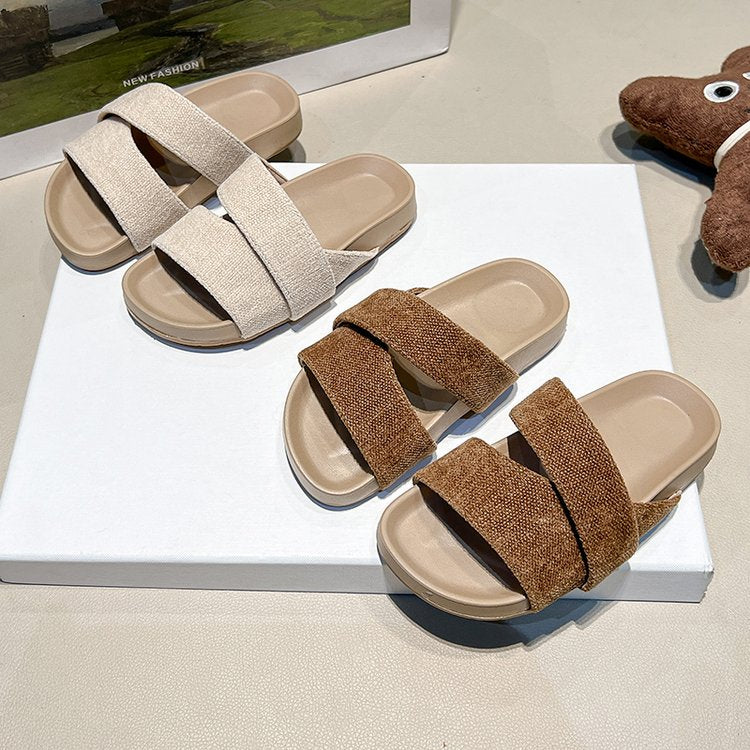 Girls' Summer New Thick Soled Fairy Style Beach Slippers For Outdoor Wear, Haken One-piece Slippers For Vacation