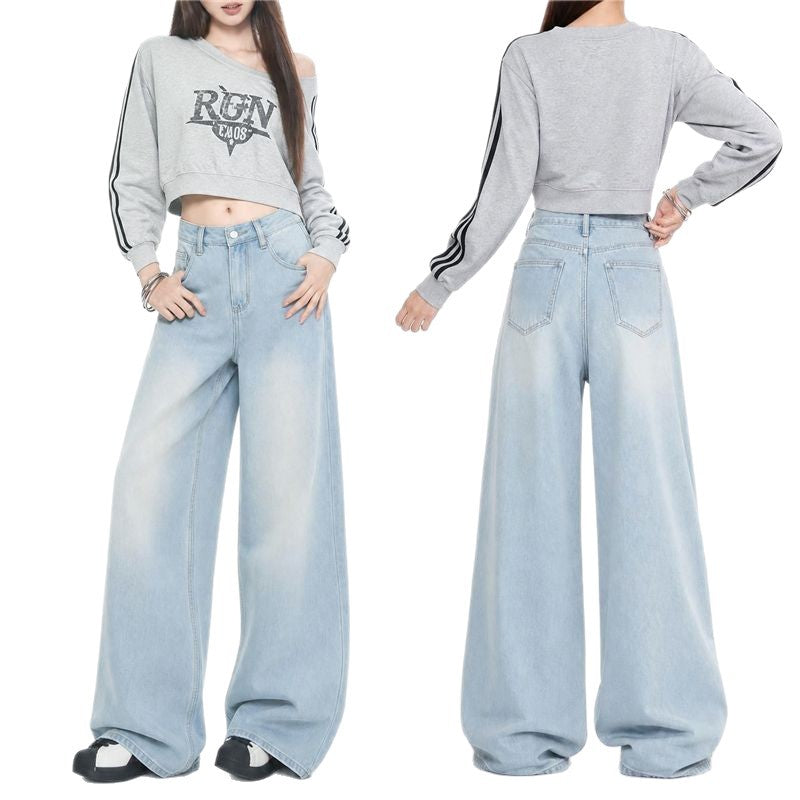 Loose And Comfortable Jeansstructured Slimming And With A Smooth Flowing Wide-leg Cut