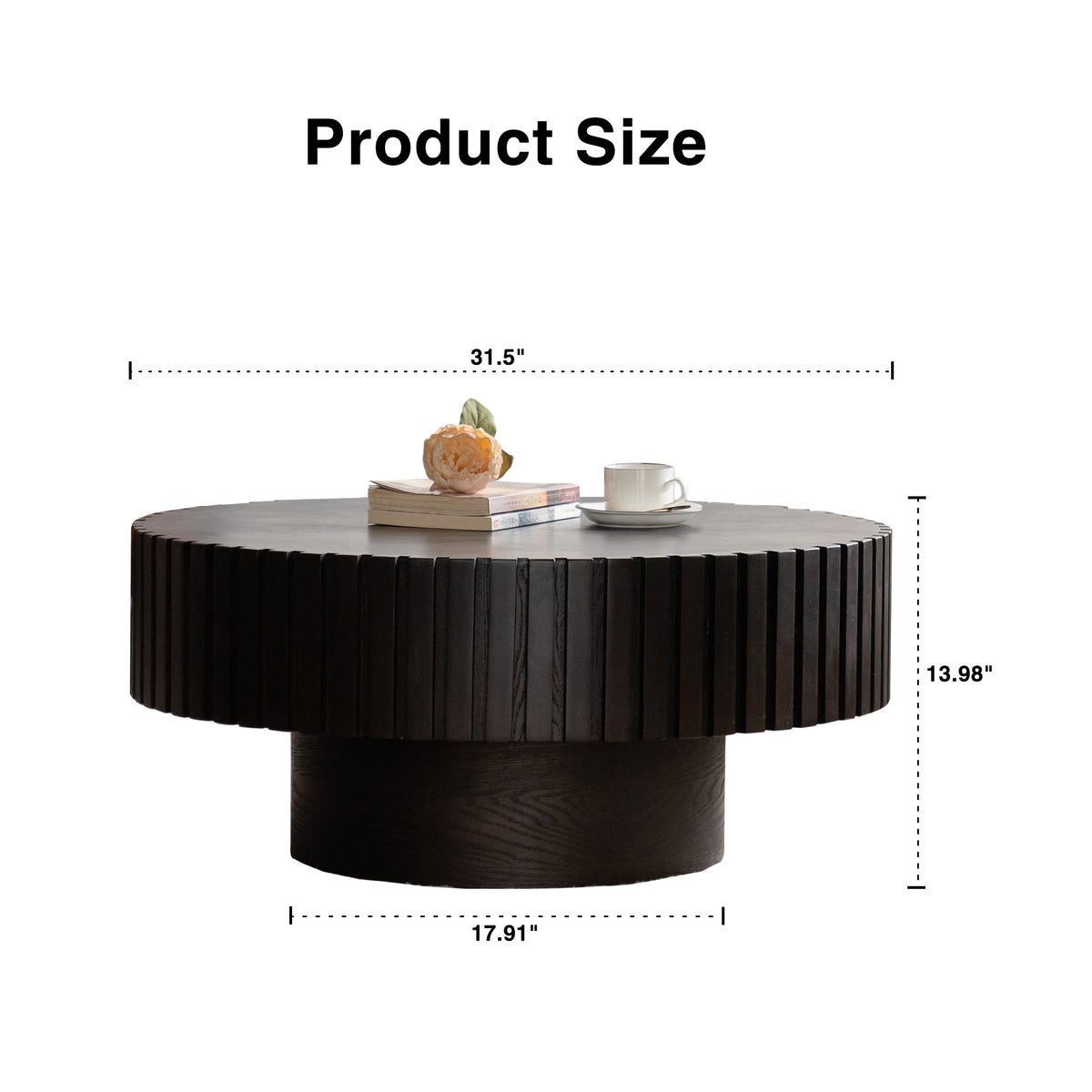 Round Coffee Table with Handcrafted Relief