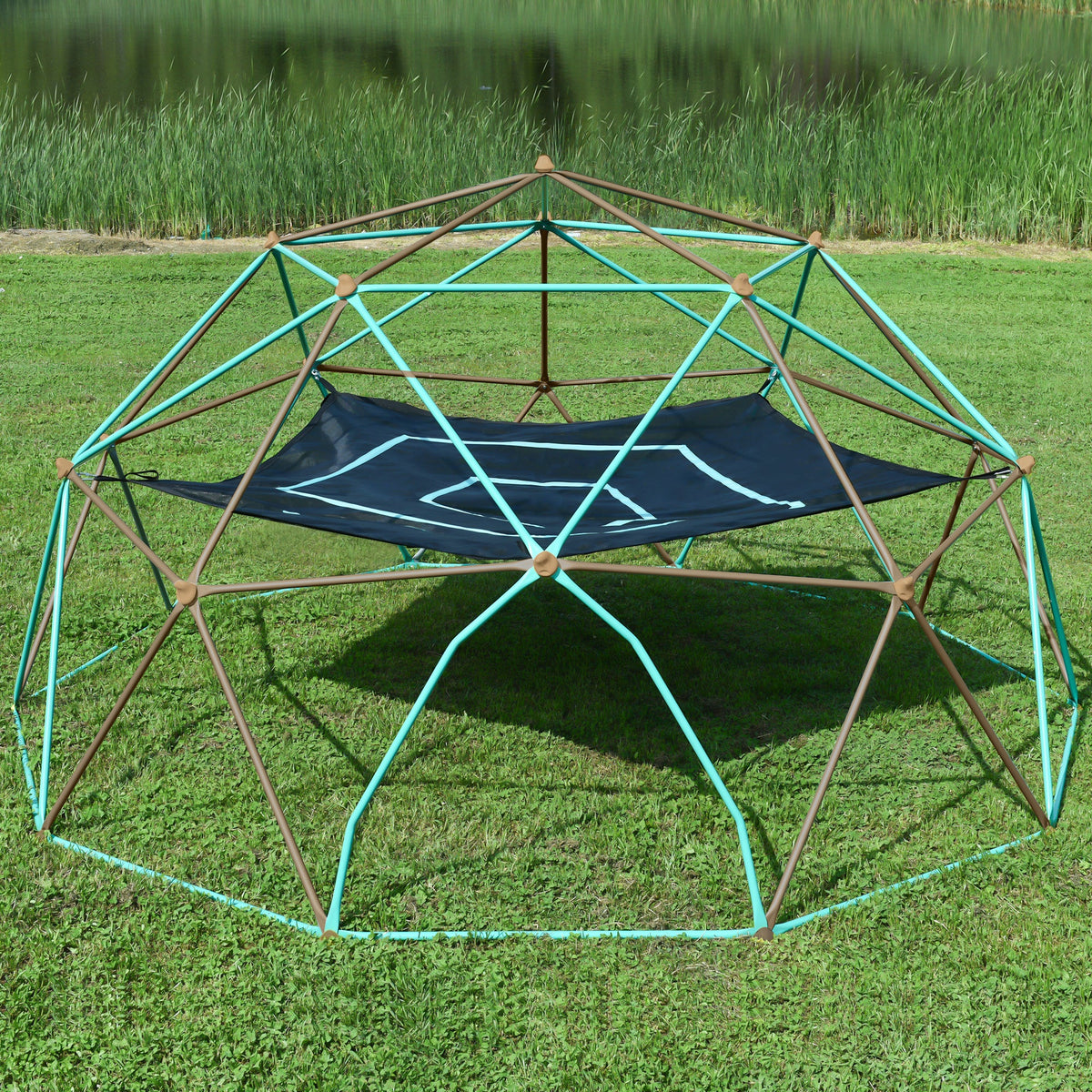12ft Geometric Dome Climber Play Center, Kids Climbing Dome Tower with Hammock