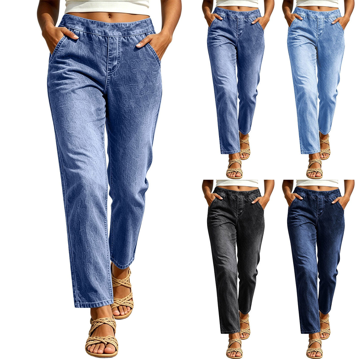 Womens Casual Cropped Jeans Fashionable