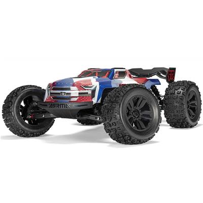 ARRMA RC Cars and Trucks, Arrma Kraton 1:8 Scale 6S RTR Monster Trucks, 4WD, Red/White/Blue, Each - ARA8608V6T4
