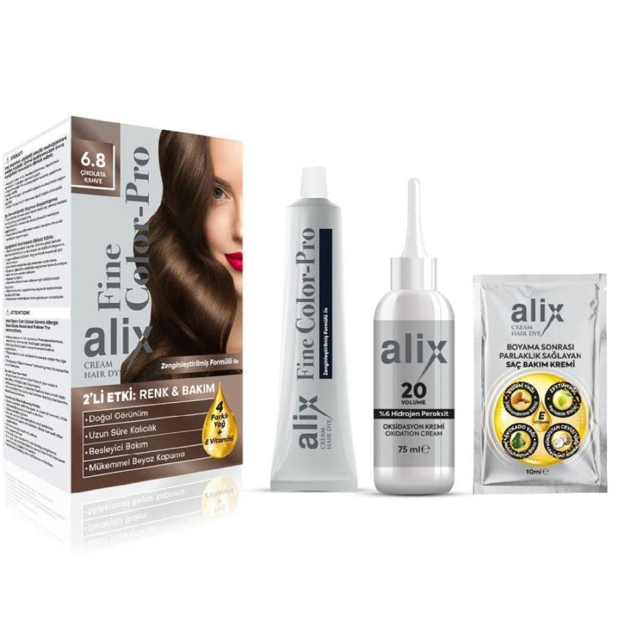 Alix Hair Color 6-8 Chocolate Brown Cream Dye 50ml
