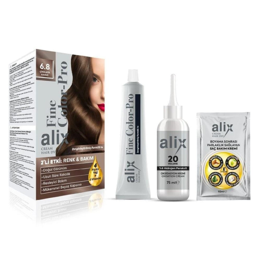 Alix Hair Color 6-8 Chocolate Brown Cream Dye 50ml
