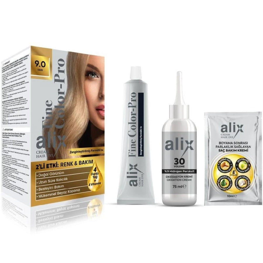 Alix Hair Color 9-0 Blonde Cream Dye for Gray Coverage 50ml