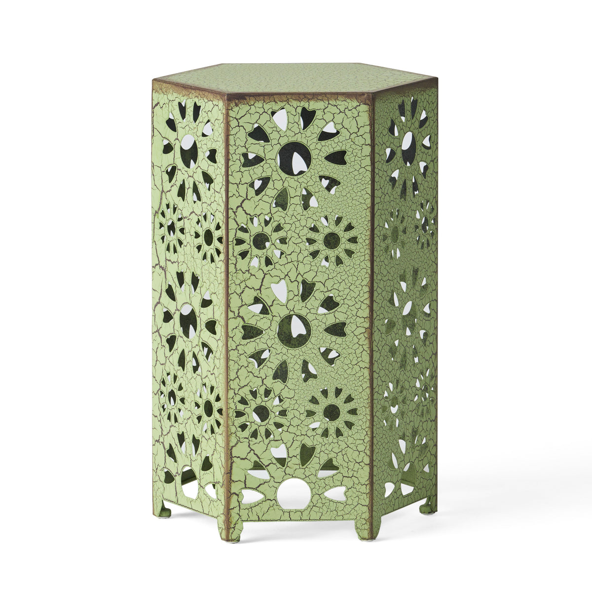 Galore 14" Side Table with Sunburst Cut Out Design