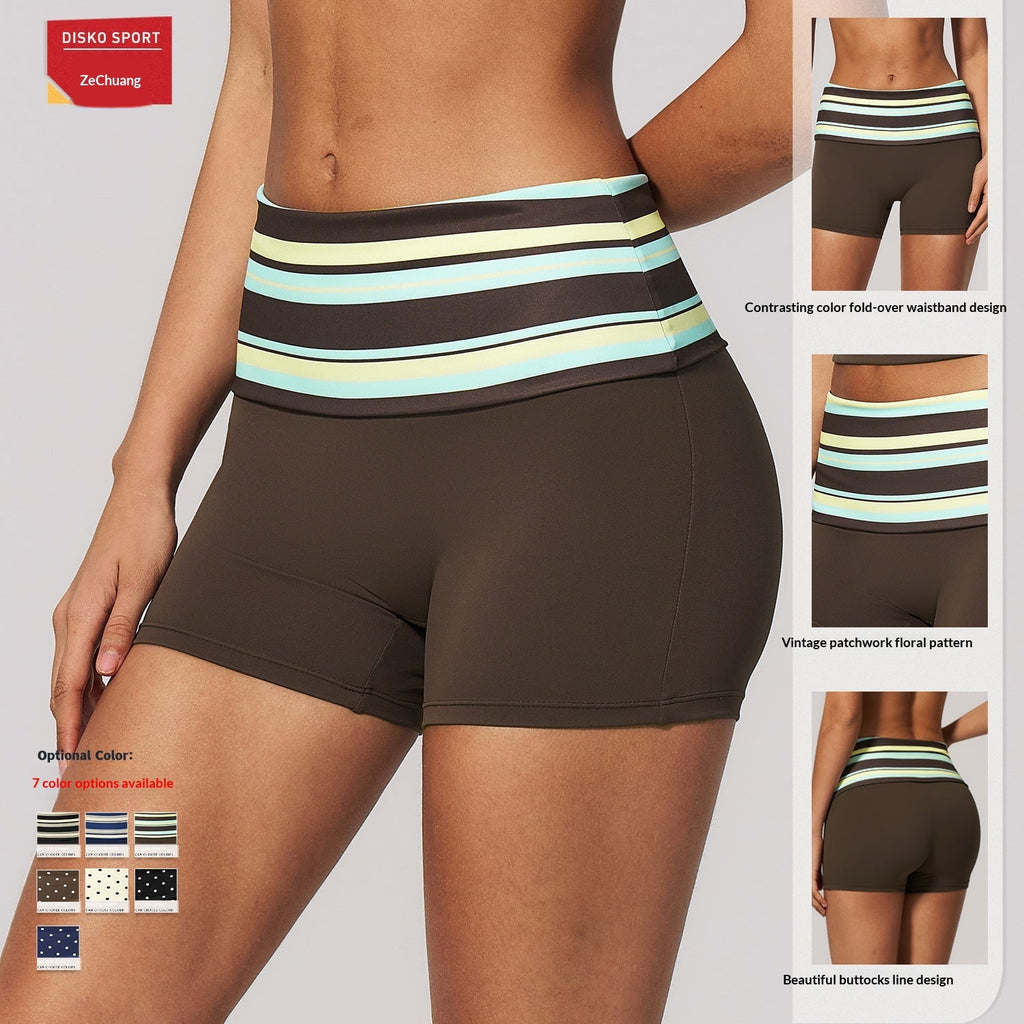 2026 Summer New Style Fitness Shorts, Color Blocking, High Elasticity,