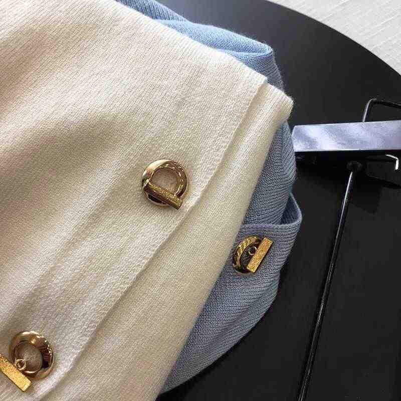 Core-spun Yarn French Style Knit Cardigan - Women's Round Neck Short Sweater Topcoat Casual Outerwear