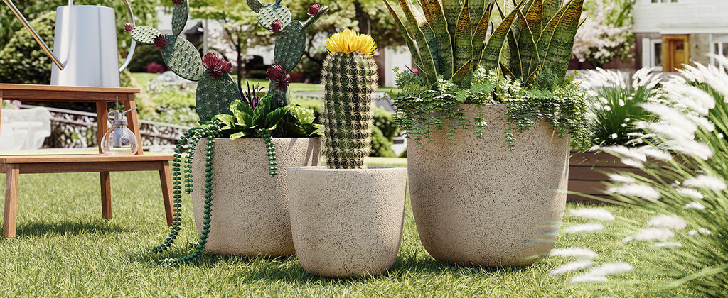 U_Style Lightweight Matte Textured MGO Flower Pot Set of 3
