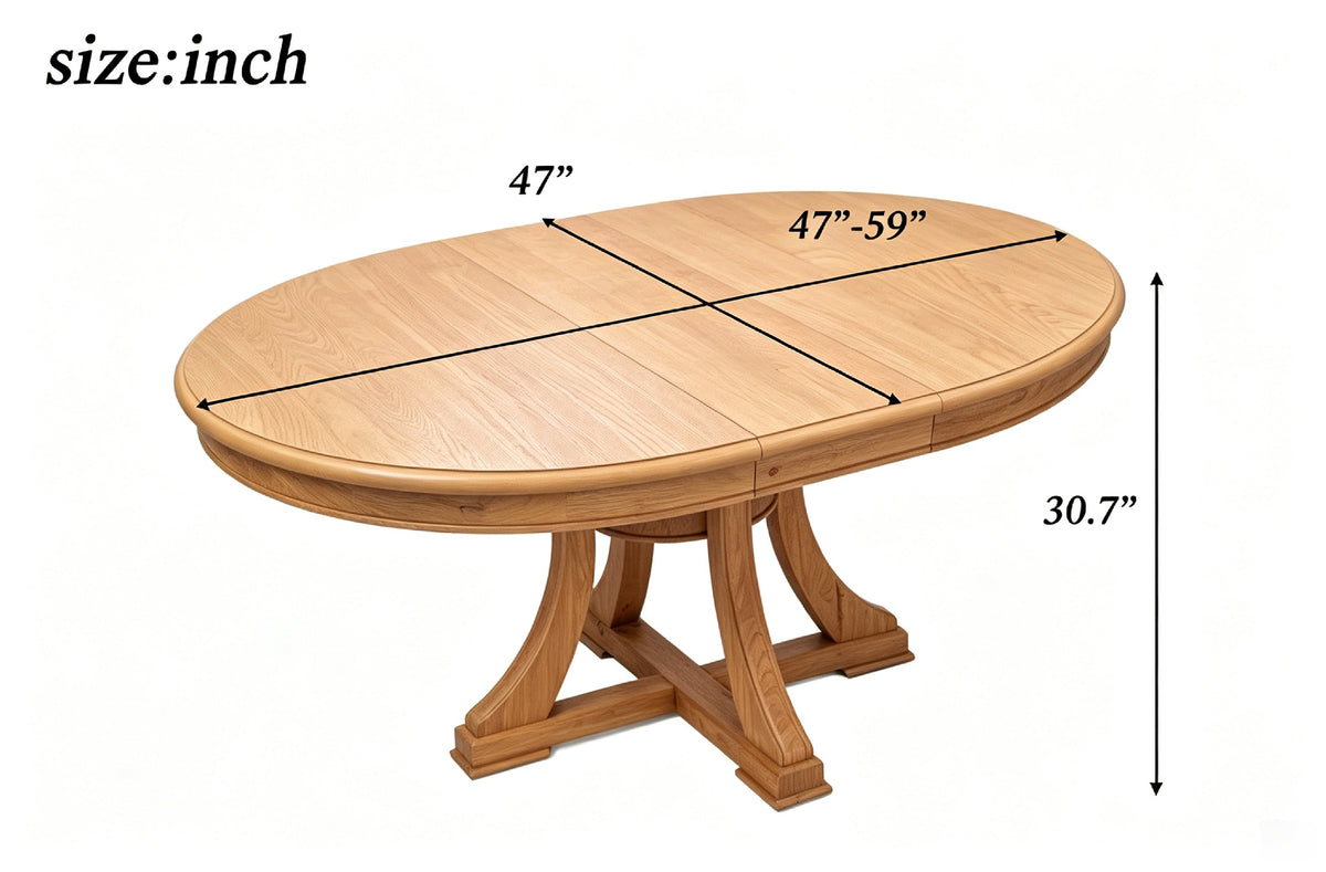 5-Piece Round Extendable Solid Wood Dining Table & Chairs Set
