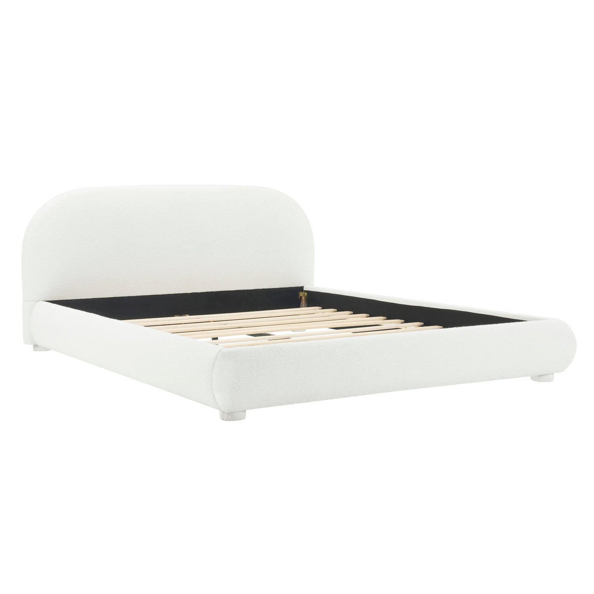 Cream Style Fabric Upholstered King Bed