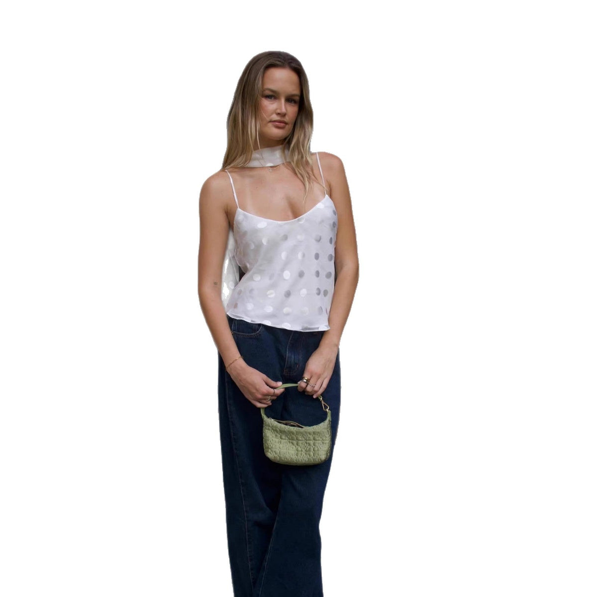 New Sexy Sheer Scarf-style Polka-dot Top With Straps