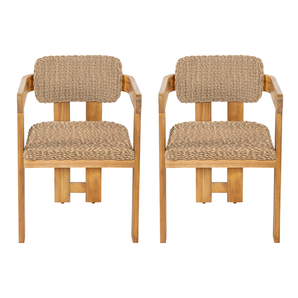 Outdoor Acacia Wood Dining Chair Set of 2