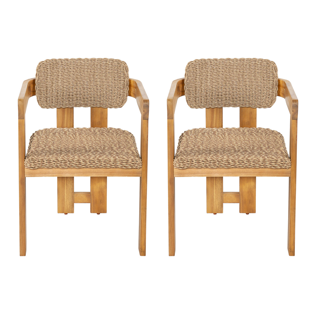 Outdoor Acacia Wood Dining Chair Set of 2