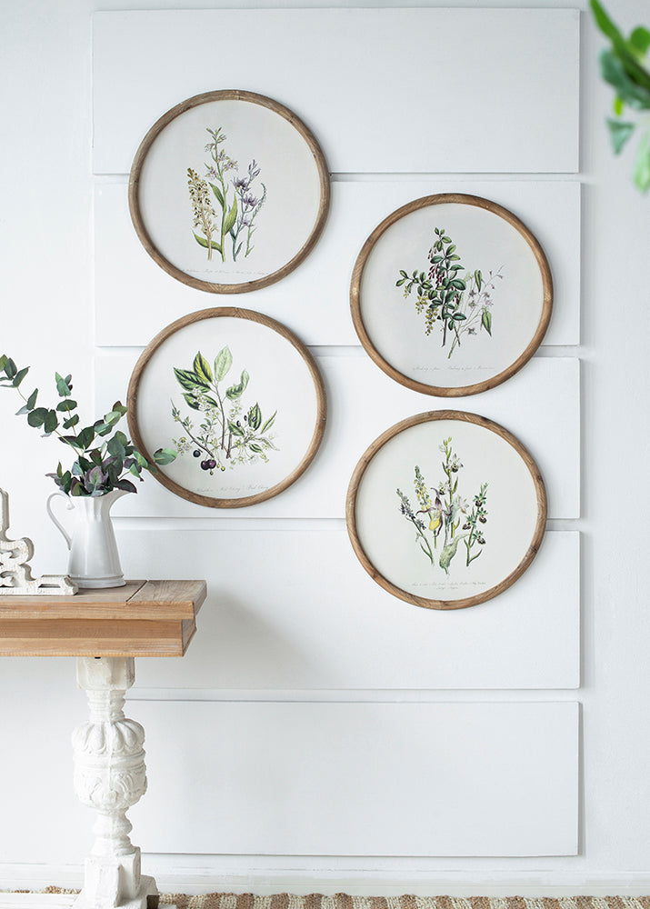 S/4 D19.7" Flora Print Round Frame