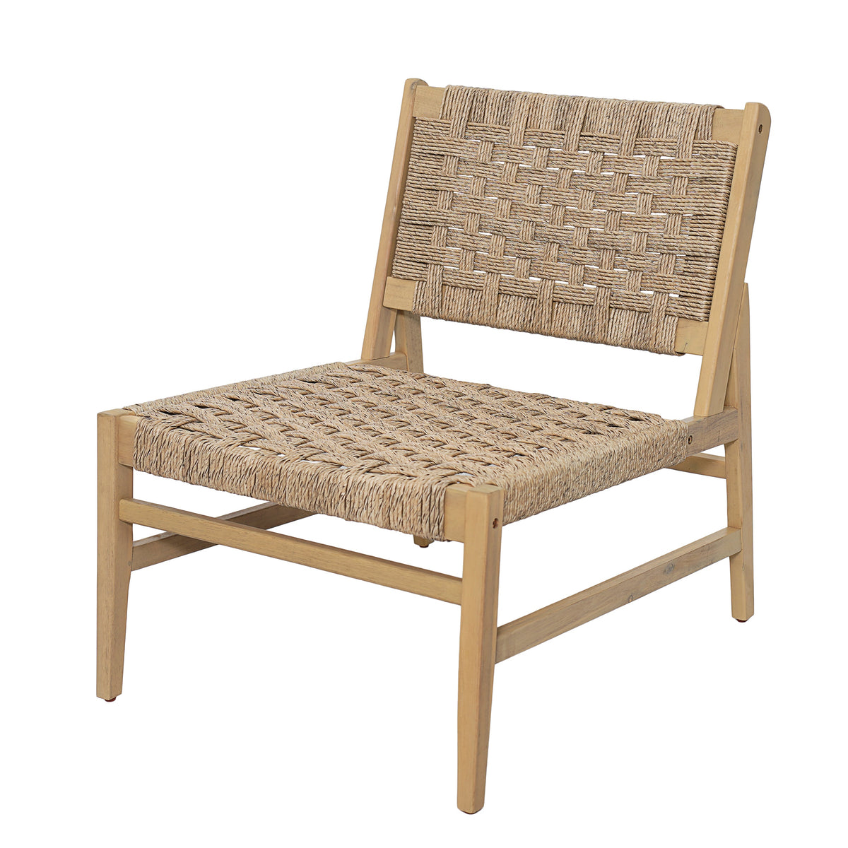 Noreen Club Chair: Acacia Wood and Wicker Woven