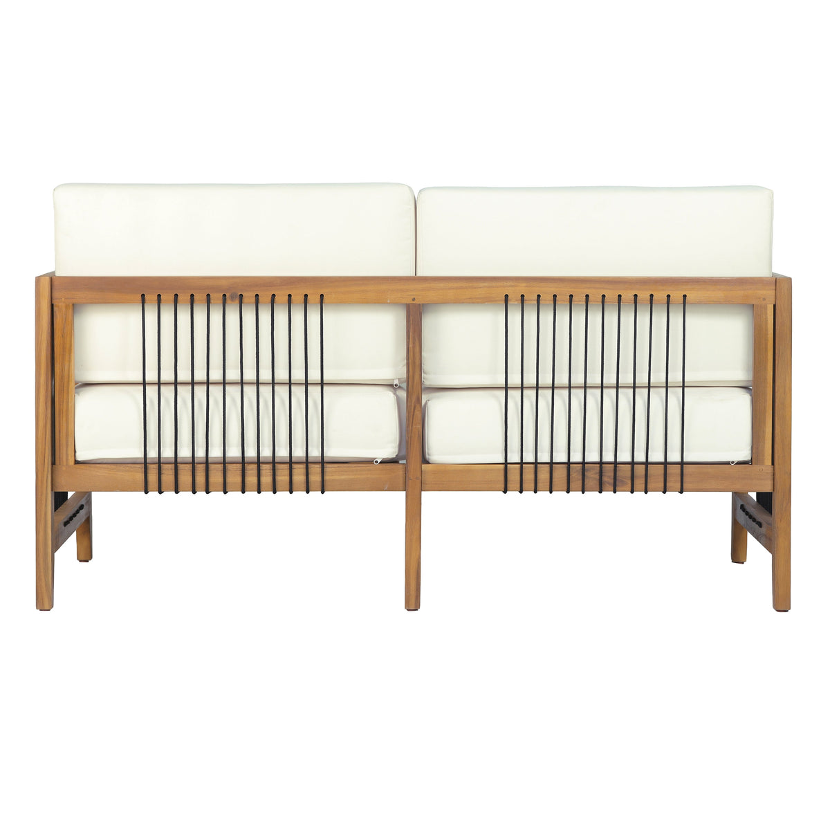 2-Piece Acacia Wood Outdoor Loveseat with Coffee Table