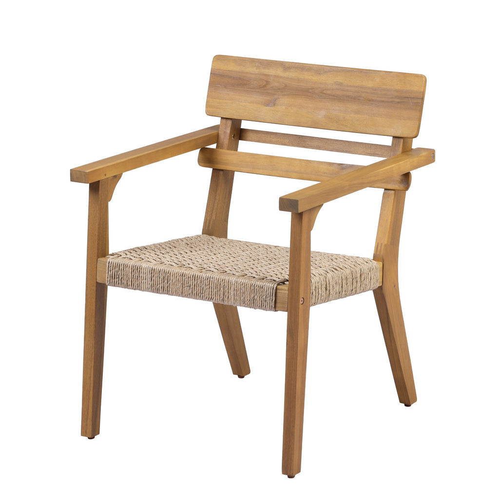 Outdoor Acacia Wood Dining Chairs with Woven Wicker Seats