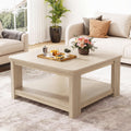 Square Coffee Table with 2-Tier Storage Shelf