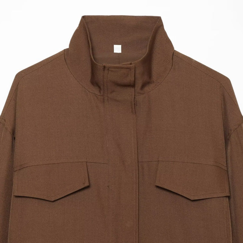 Womens Casual Jacket With A Chimney Collar