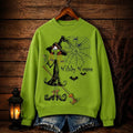 Women's Long-sleeve Crew-neck Halloween-print Hoodie