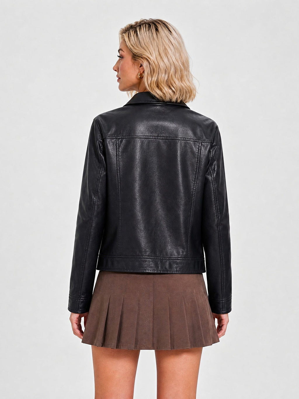 26 New Autumn And Winter Leather Women's Long Sleeve Thin European Size Coat Fashion Casual Zipper Jacket Cross-border Women's 118