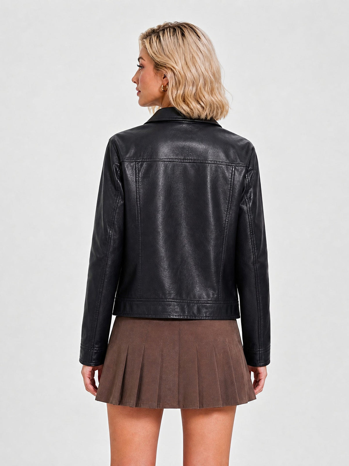 26 New Autumn And Winter Leather Women's Long Sleeve Thin European Size Coat Fashion Casual Zipper Jacket Cross-border Women's 118