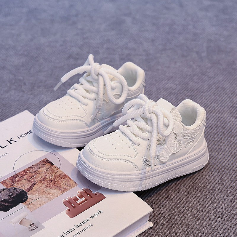 2026 Spring Summer Kids Skate Shoes, Breathable Mesh White Sneakers For Girls, Lightweight Versatile Performance & Running Shoes