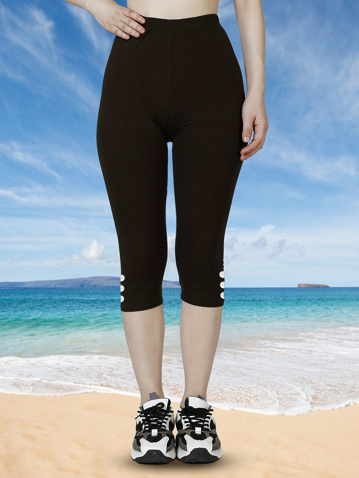Women High Waisted Capri Leggings, Buttery Soft Yoga Pants, 4-Way Stretch Workout Athletic Cropped Pants For Daily Gym Fitness