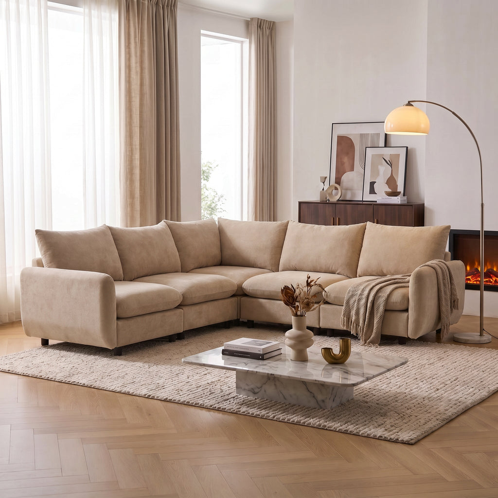 Oversize 5-Piece L Shaped Modular Sectional Sofa