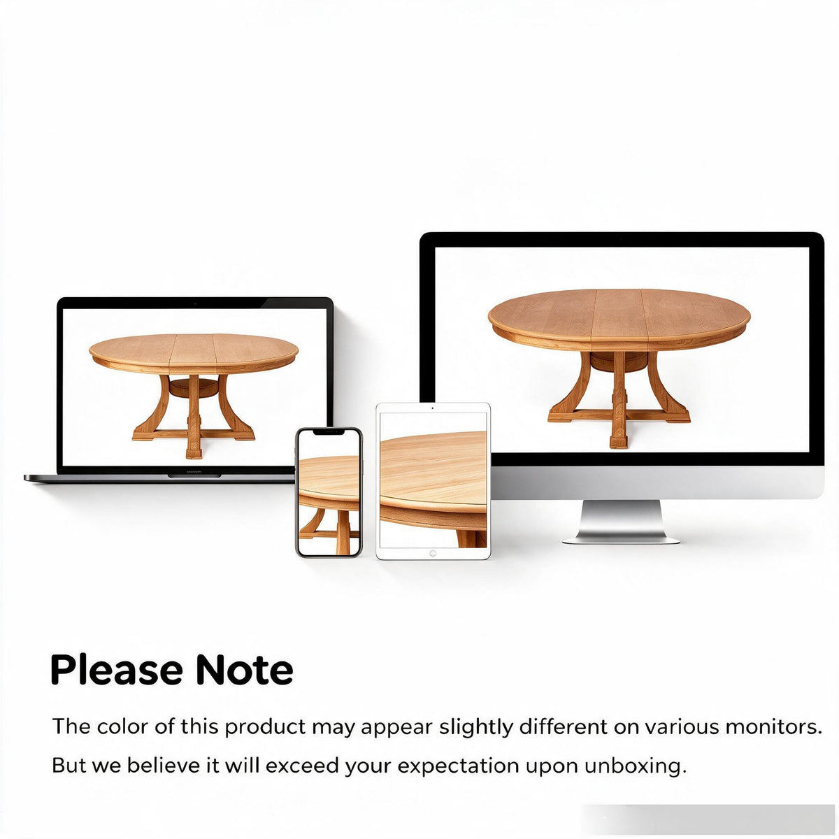 5-Piece Round Extendable Solid Wood Dining Table & Chairs Set