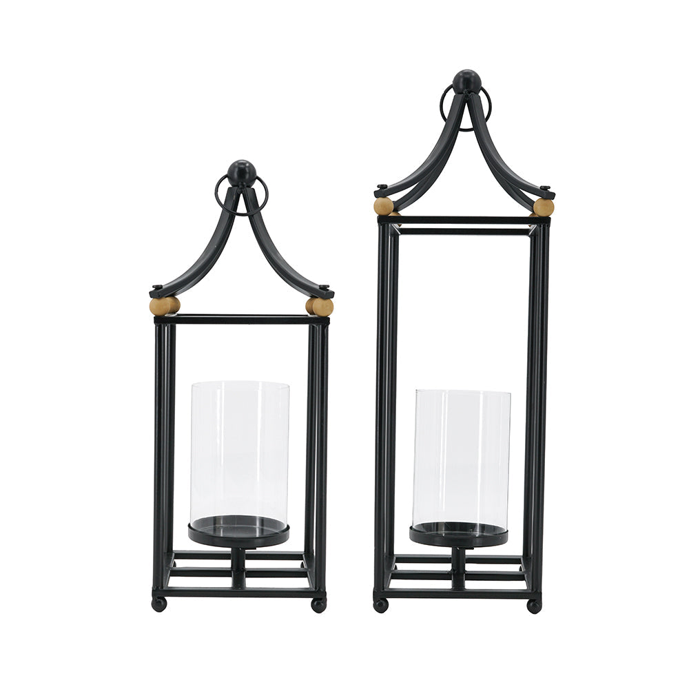 Set of 2 Arched Iron Lanterns