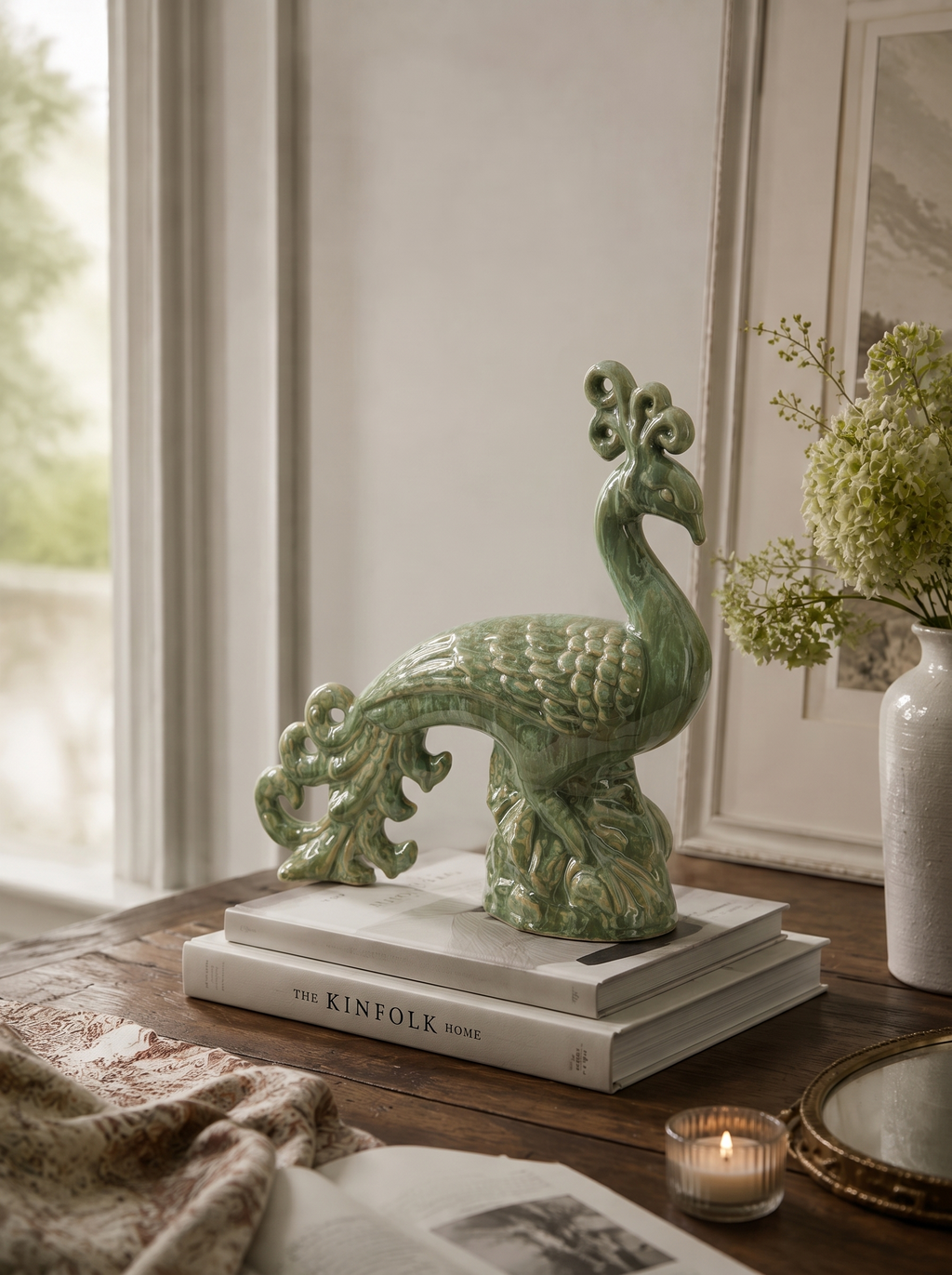 Ceramic Peacock Sculpture