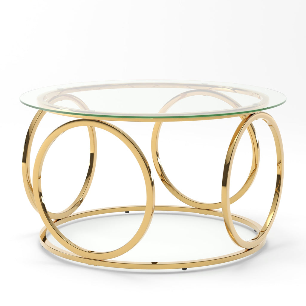 31.5" Modern Round Glass Top Coffee Table