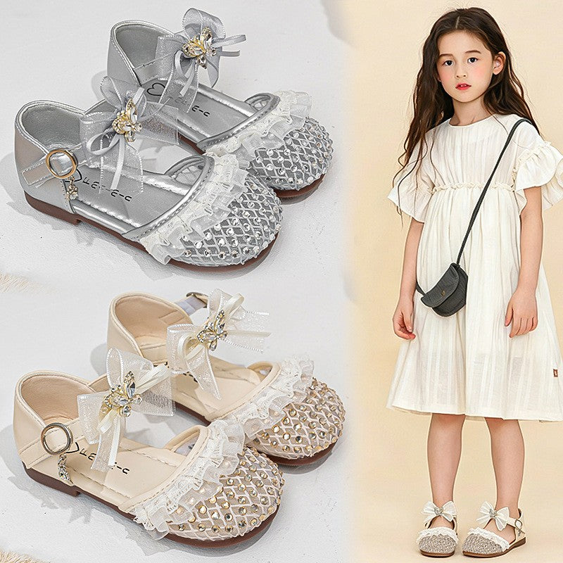 2026 Summer New Girls Woven Closed-Toe Sandals, Soft Sole Anti-Collision Lightweight Princess Performance Sandals For Kids