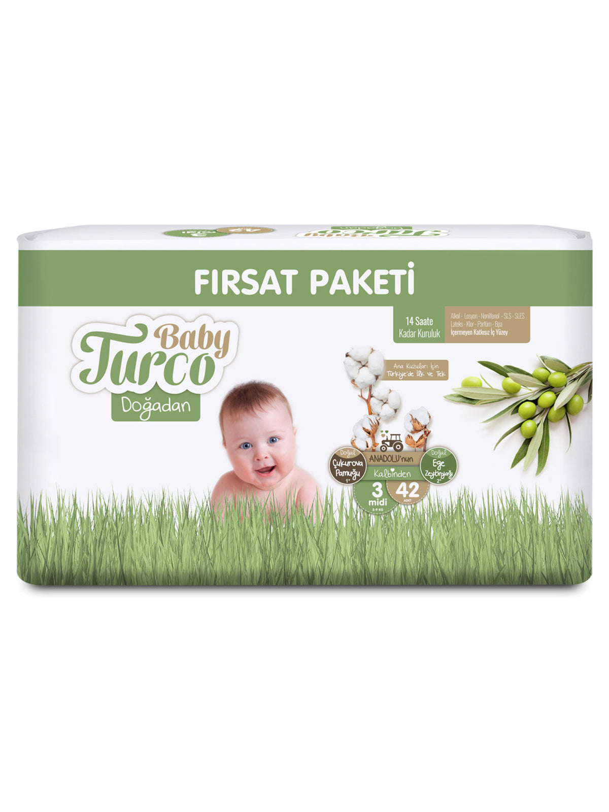Baby Turco Dogadan Midi Size 3 Baby Diapers 42 Count