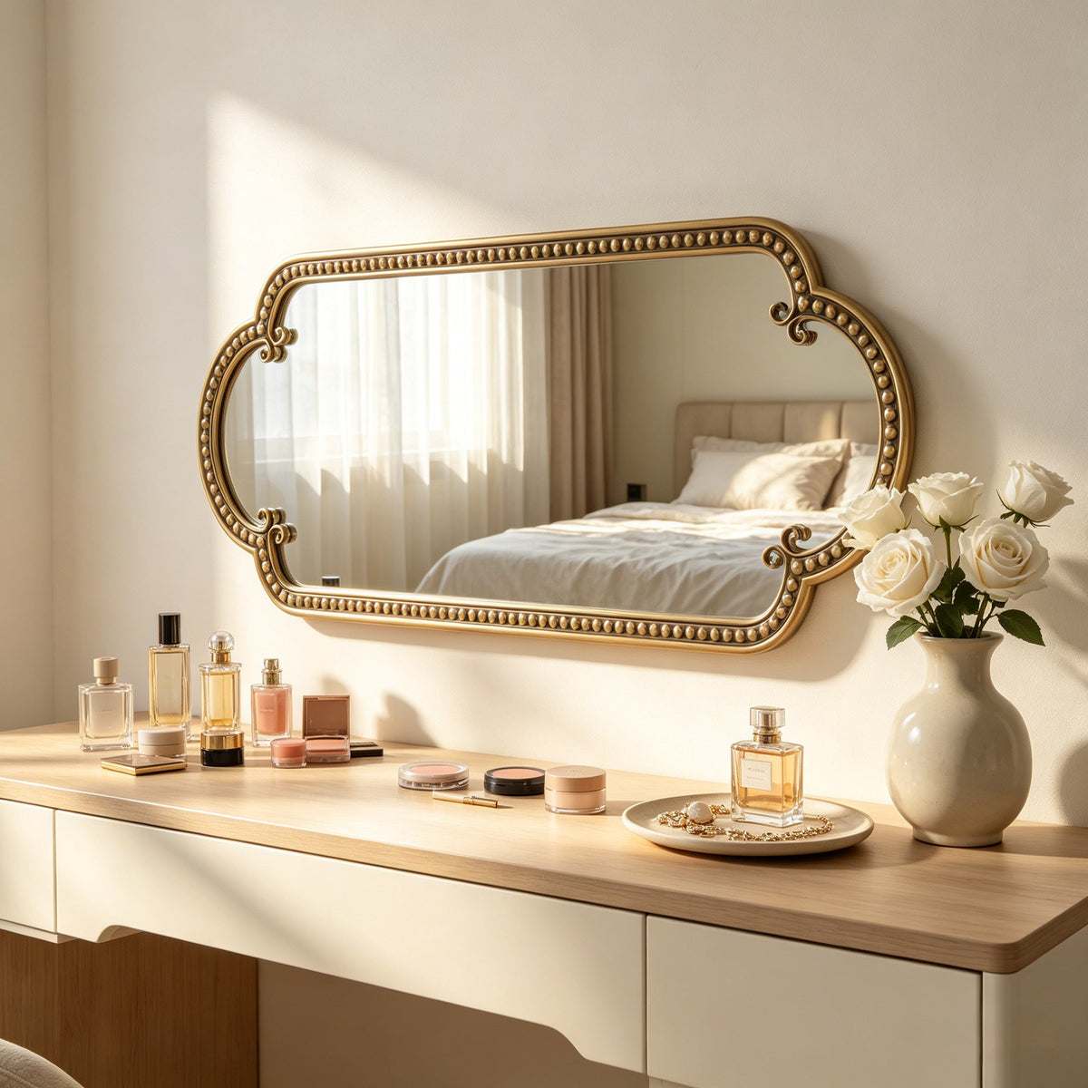 Vintage Scalloped Oval Wall Mirror