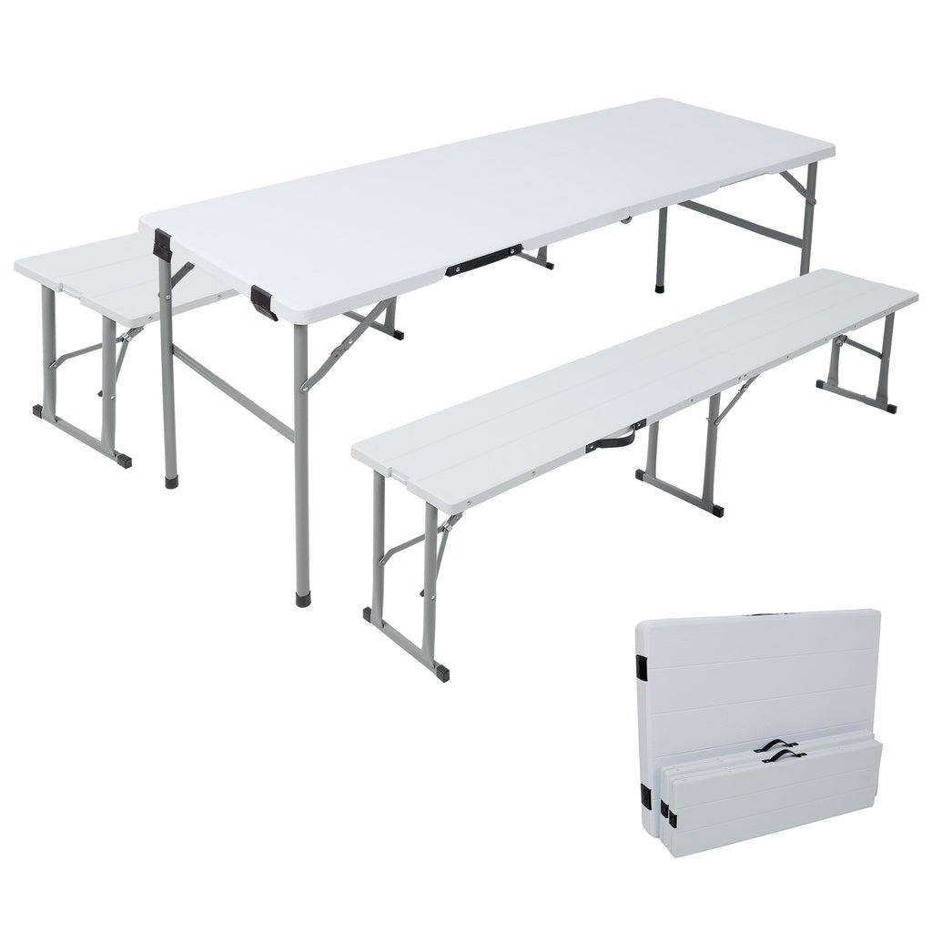 70 Inch Portable Folding Picnic Table Set with 2 Benches