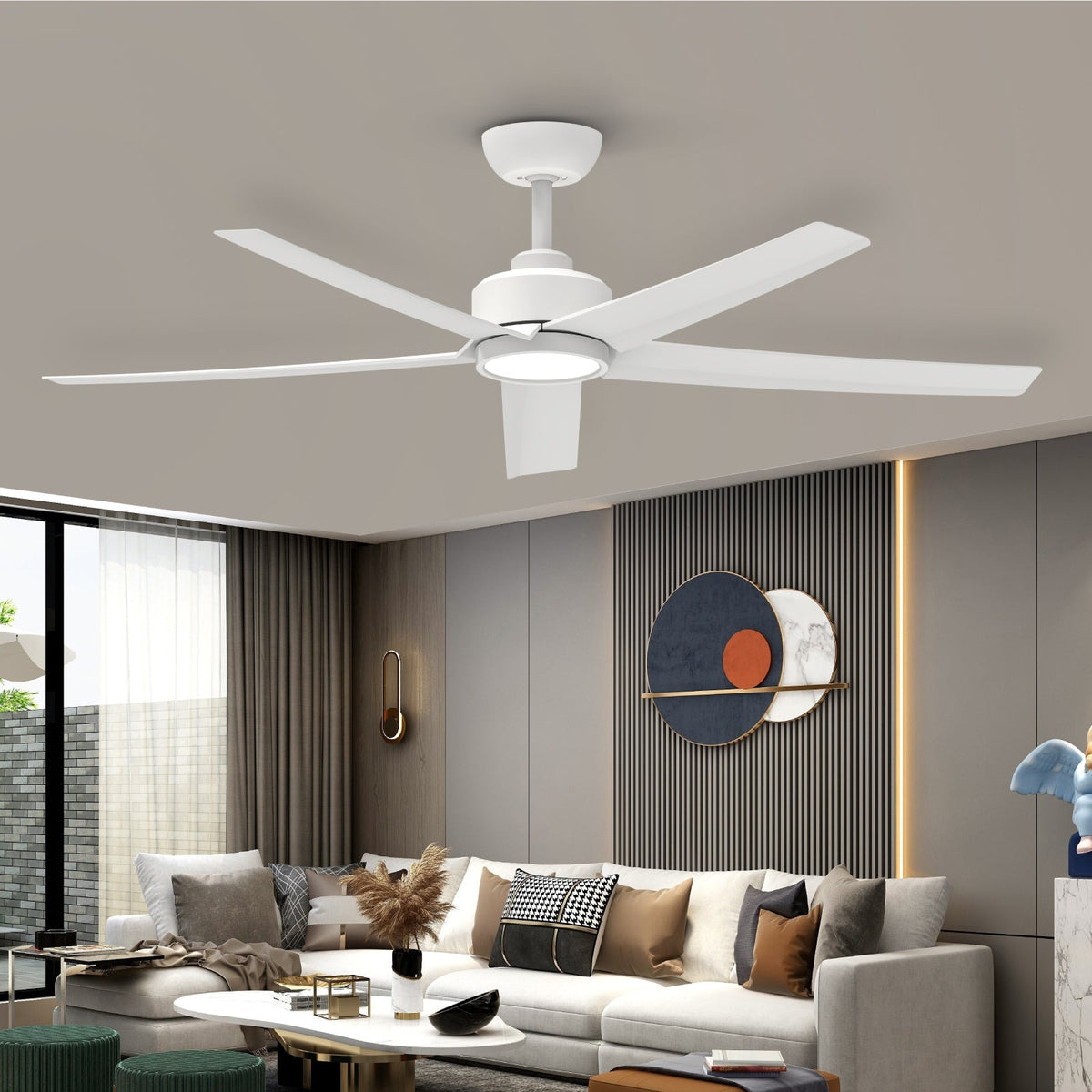 52 Inch Ceiling Fans with Lights, Large Air Volume