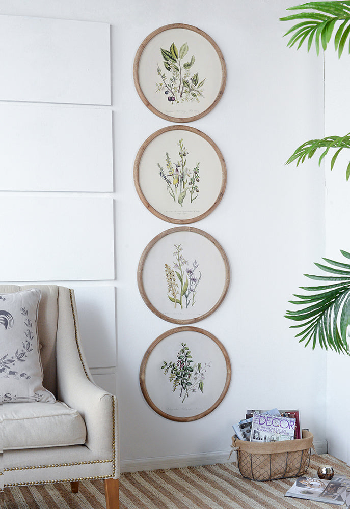S/4 D19.7" Flora Print Round Frame