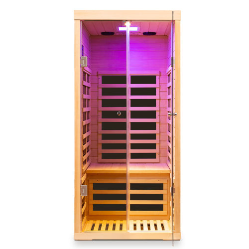 One Person Large Glass Hemlock Sauna