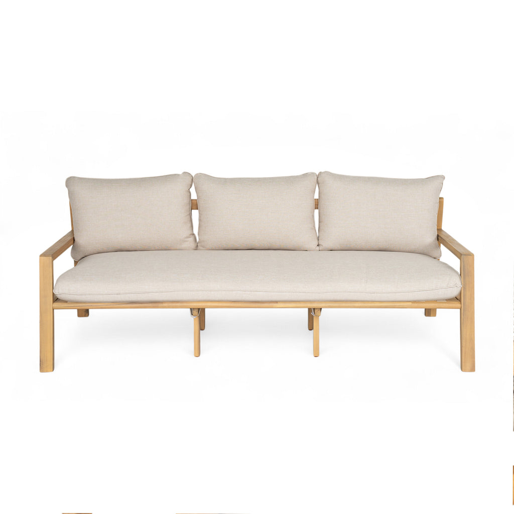 Outdoor Acacia Wood Woven Sofa With Cushions