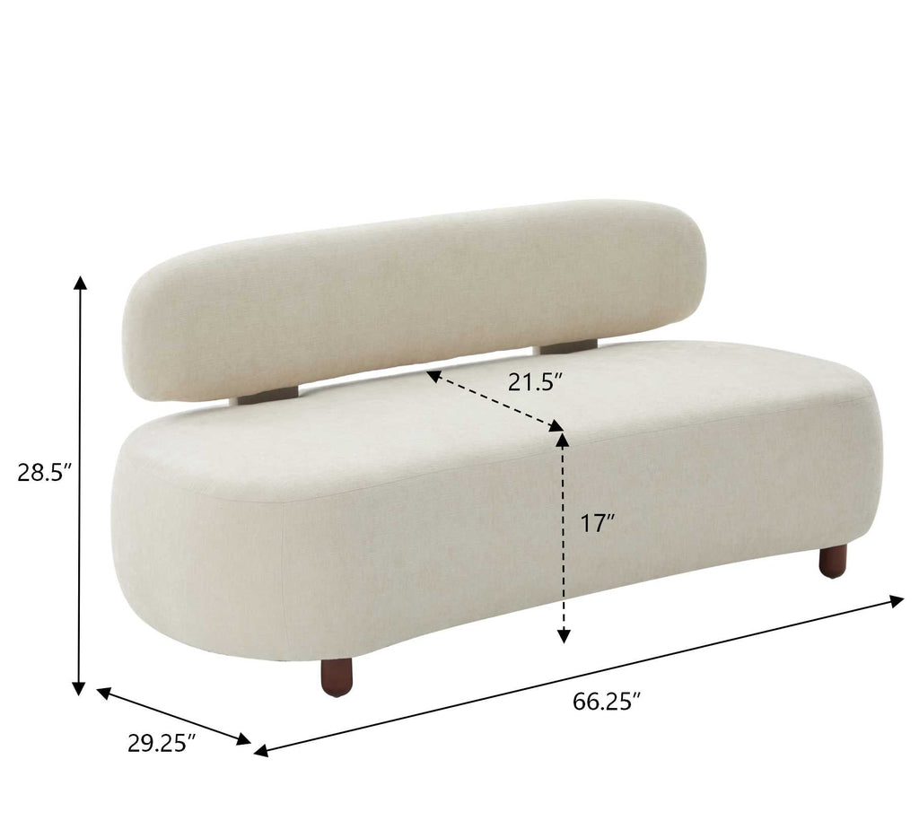 Lunara 66 in. Modern Curved Upholstered Chenille Sofa