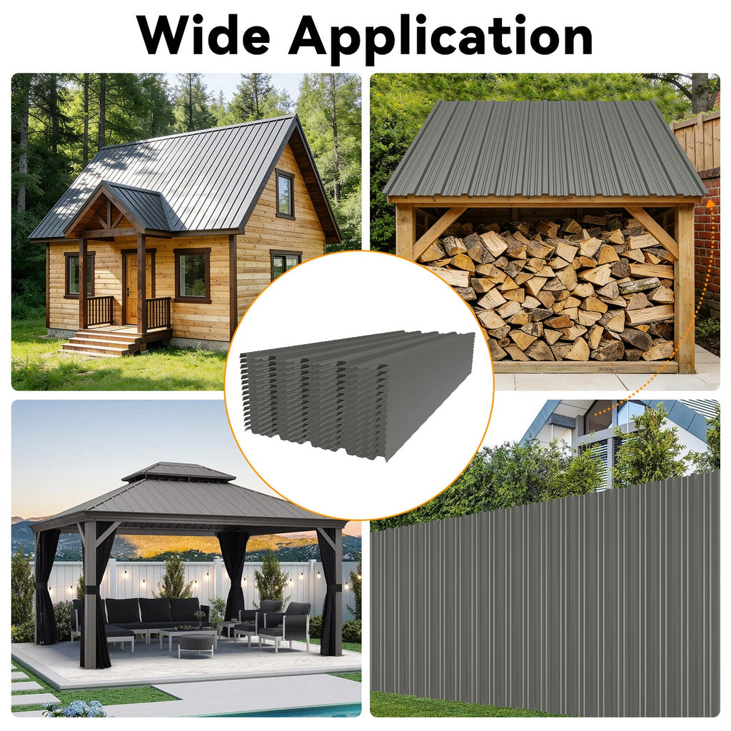 20 Pcs Corrugated Galvanized Metal Roofing Panels