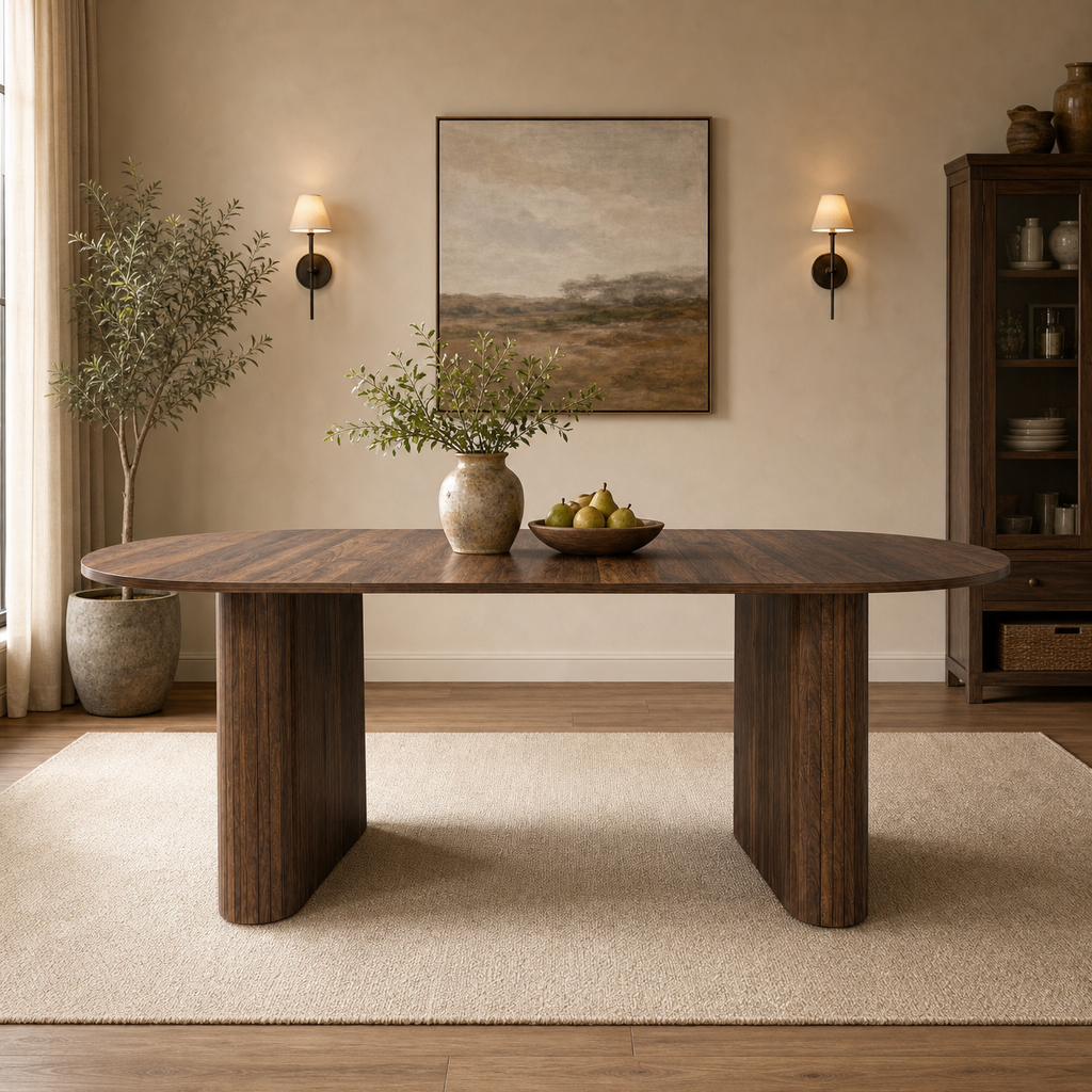 70.8" Oval Kitchen Dining Table in Walnut